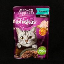 Корм влажный Whiskas для взрослых кошек, мясная коллекция с кроликом (желе) 75 гр, шт